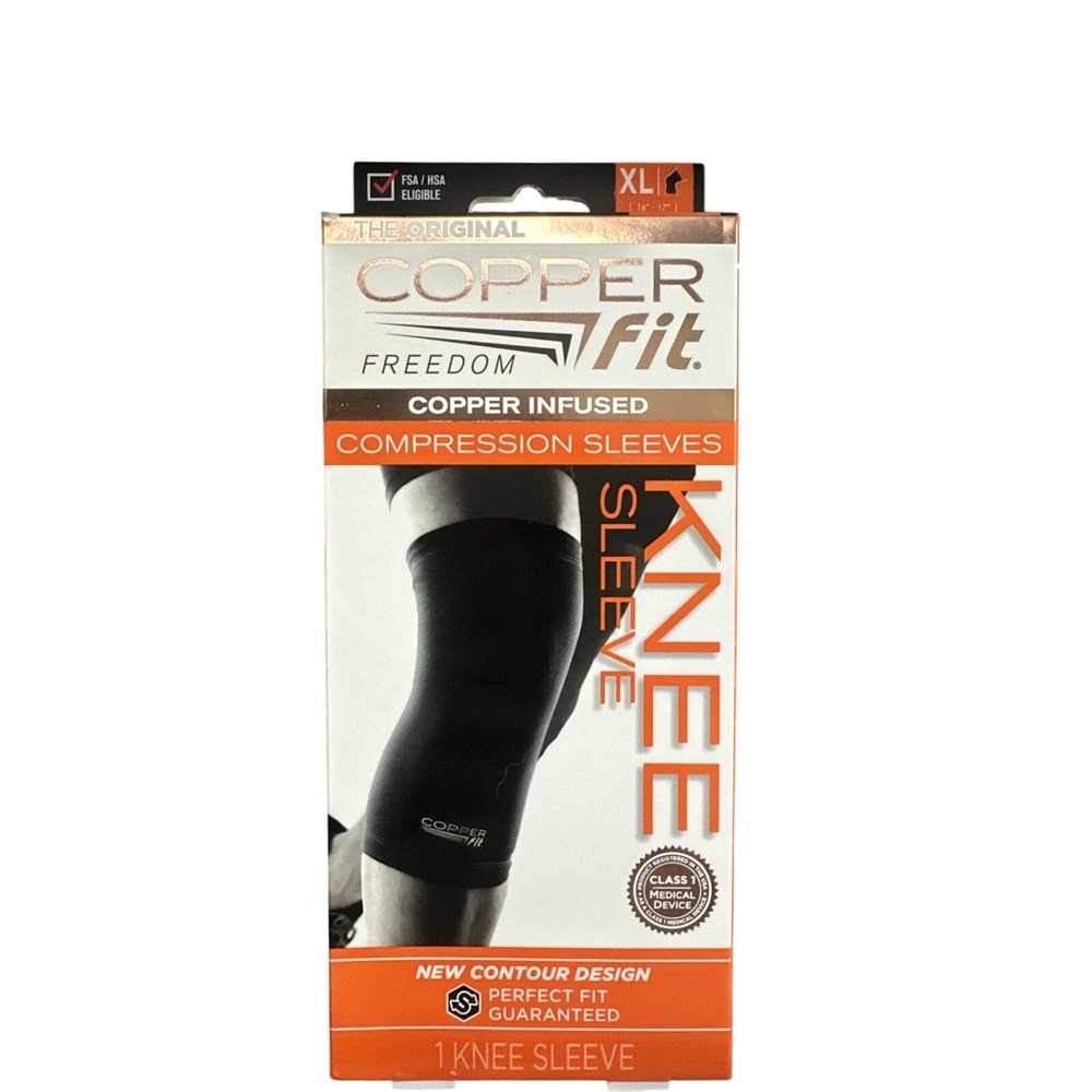 Copper Fit Freedom Knee Compression Sleeve XL Black Copper Infused Unisex